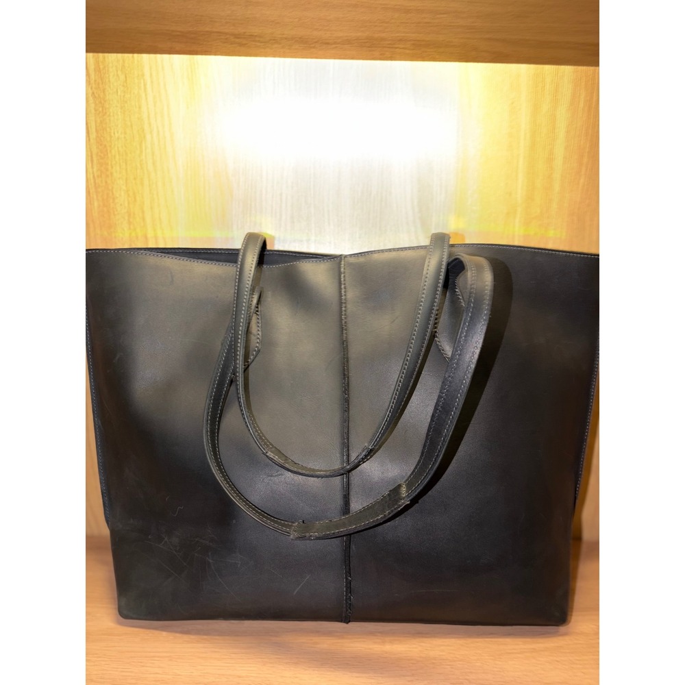 Kelly Tooke Black Leather Tassel Tote Bag Minimalist Shoulder Bag Gold Hardware - Picture 5 of 10